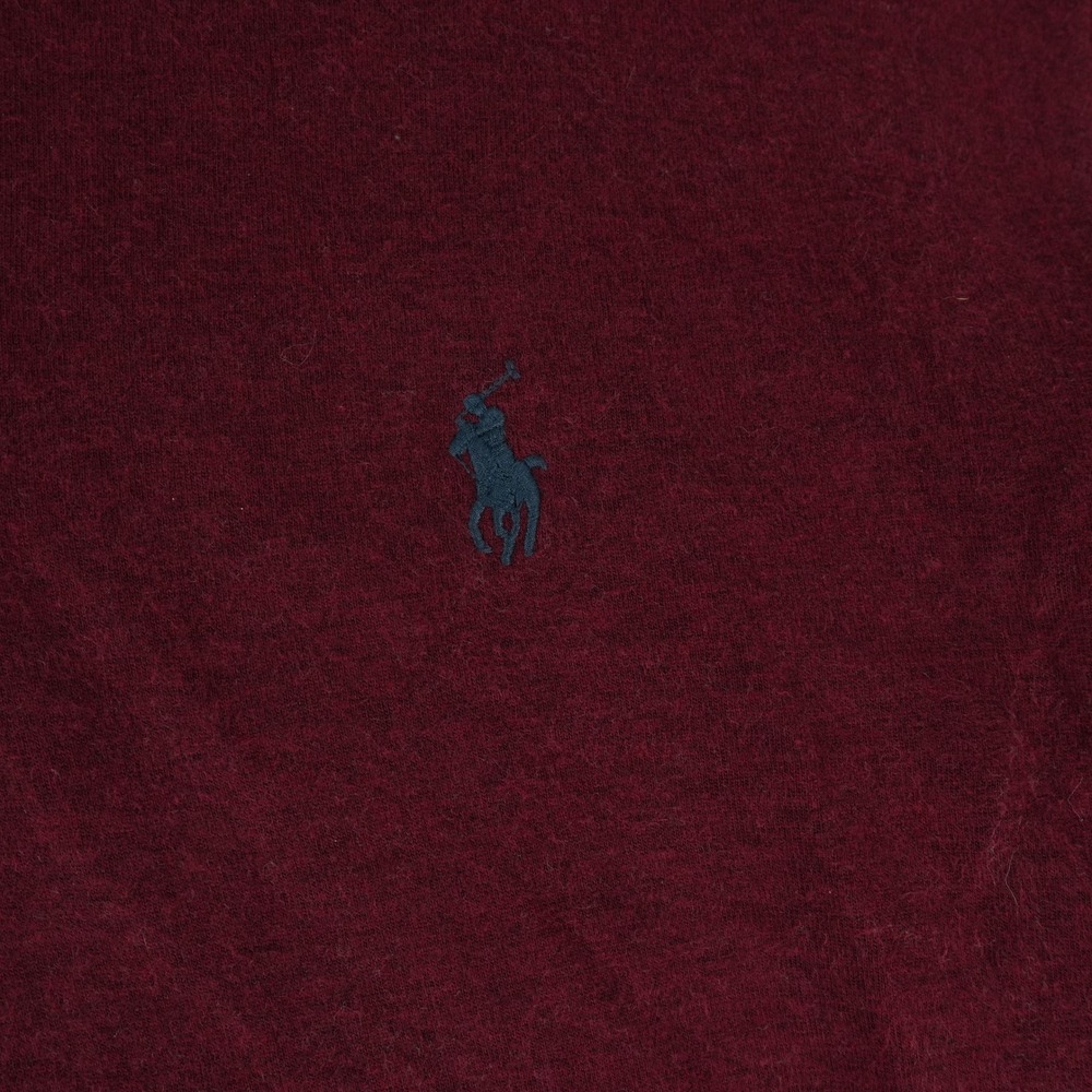 Polo Ralph Lauren Quarter Zip Mens XL Burgundy Cotton Blend Pullover Sweater - Picture 4 of 9